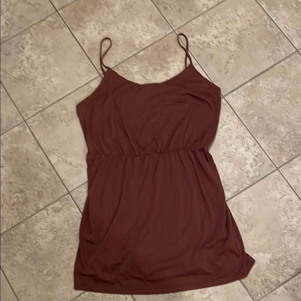 Spaghetti Strap Tank Dress - Deep Brown